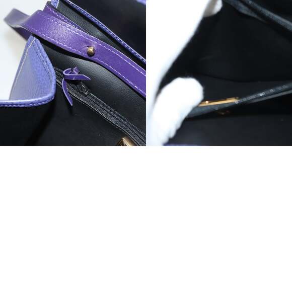 DIOR Hand Bag Leather Gold Purple Gray - Picture 13 of 13